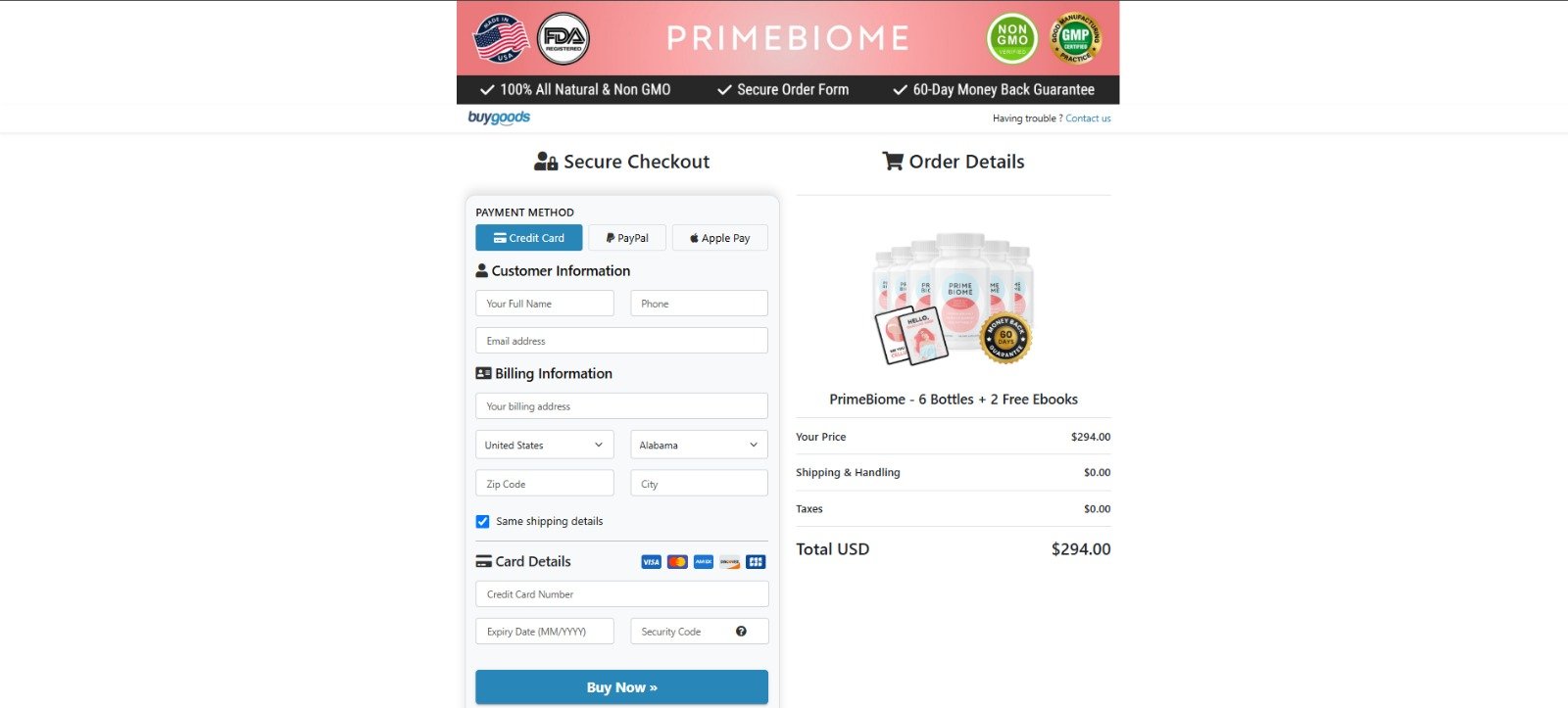 Prime Biome Supplement Prime Biome Supplement order page